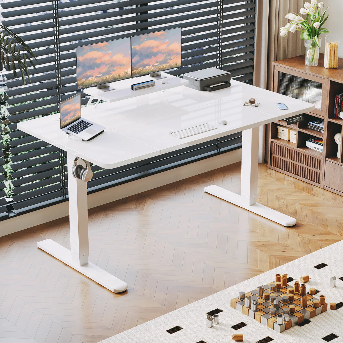 Bureau assis debout 180x80 avec support d'écran