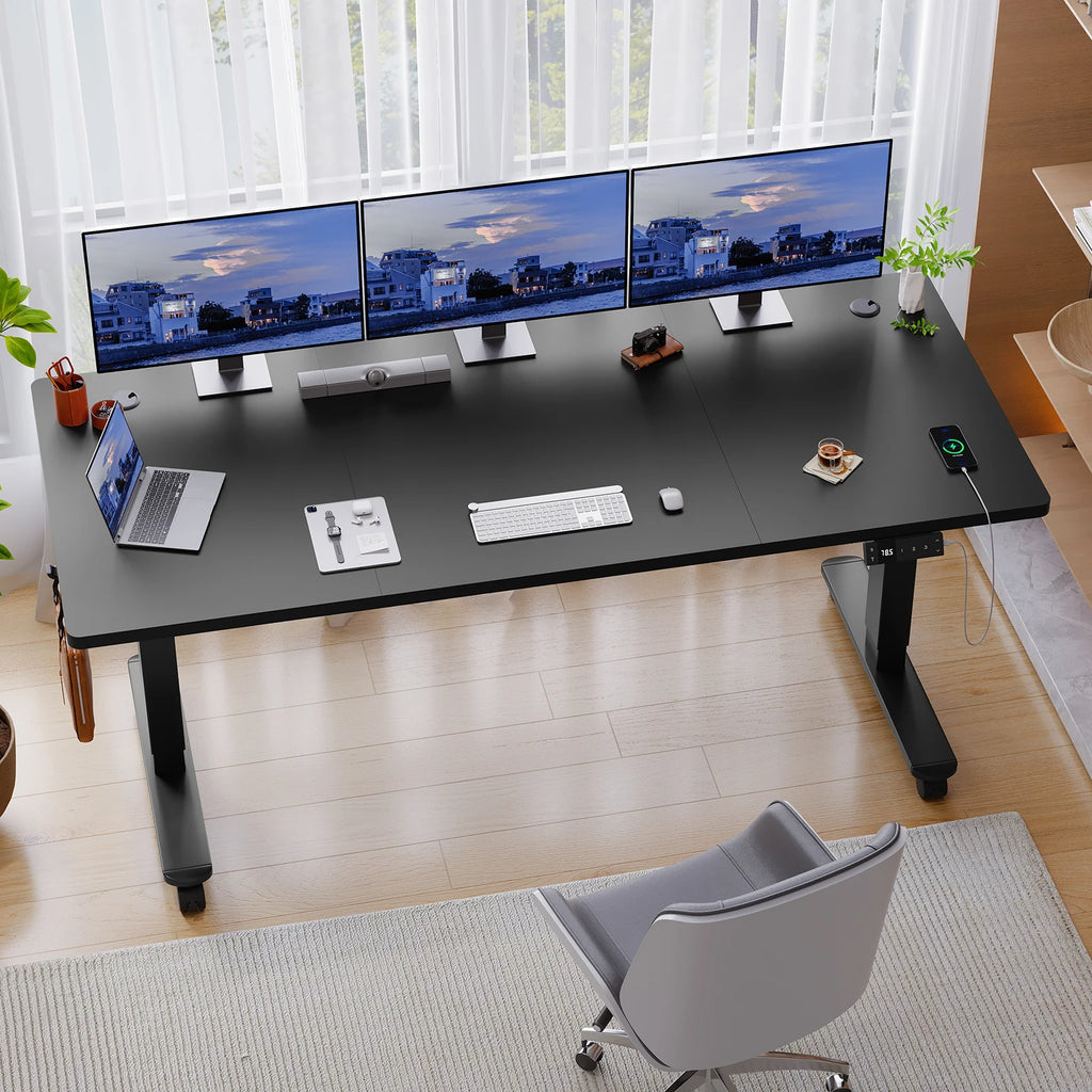 Bureau assis debout 180x80 avec roues