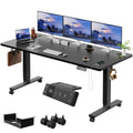 Bureau assis debout 180x80 avec roues