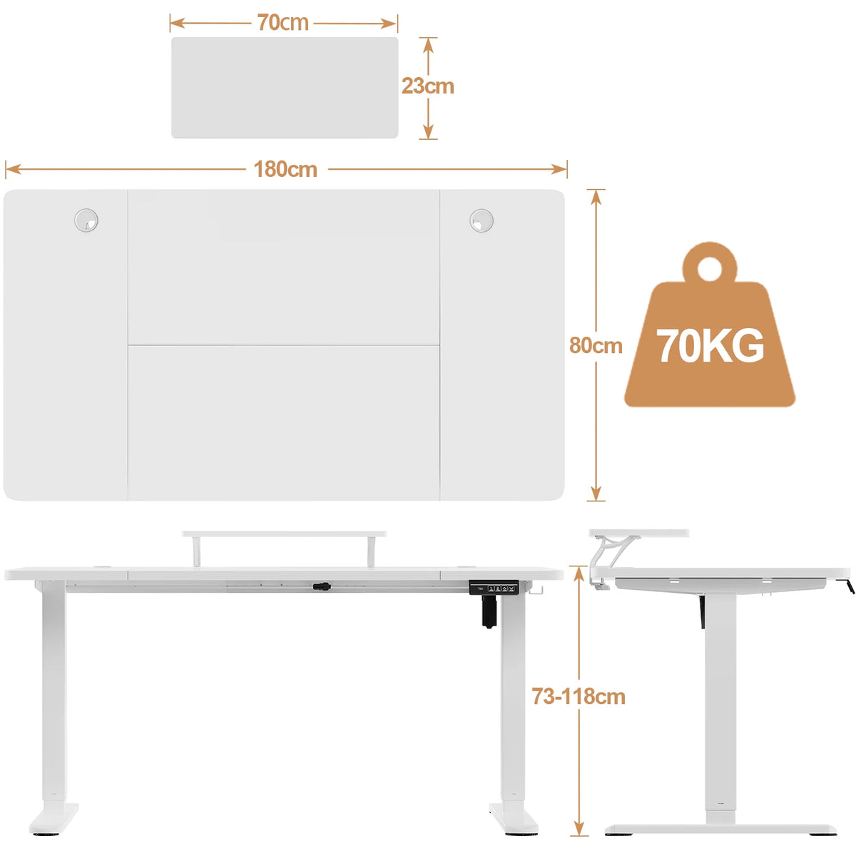 Bureau assis debout 180x80