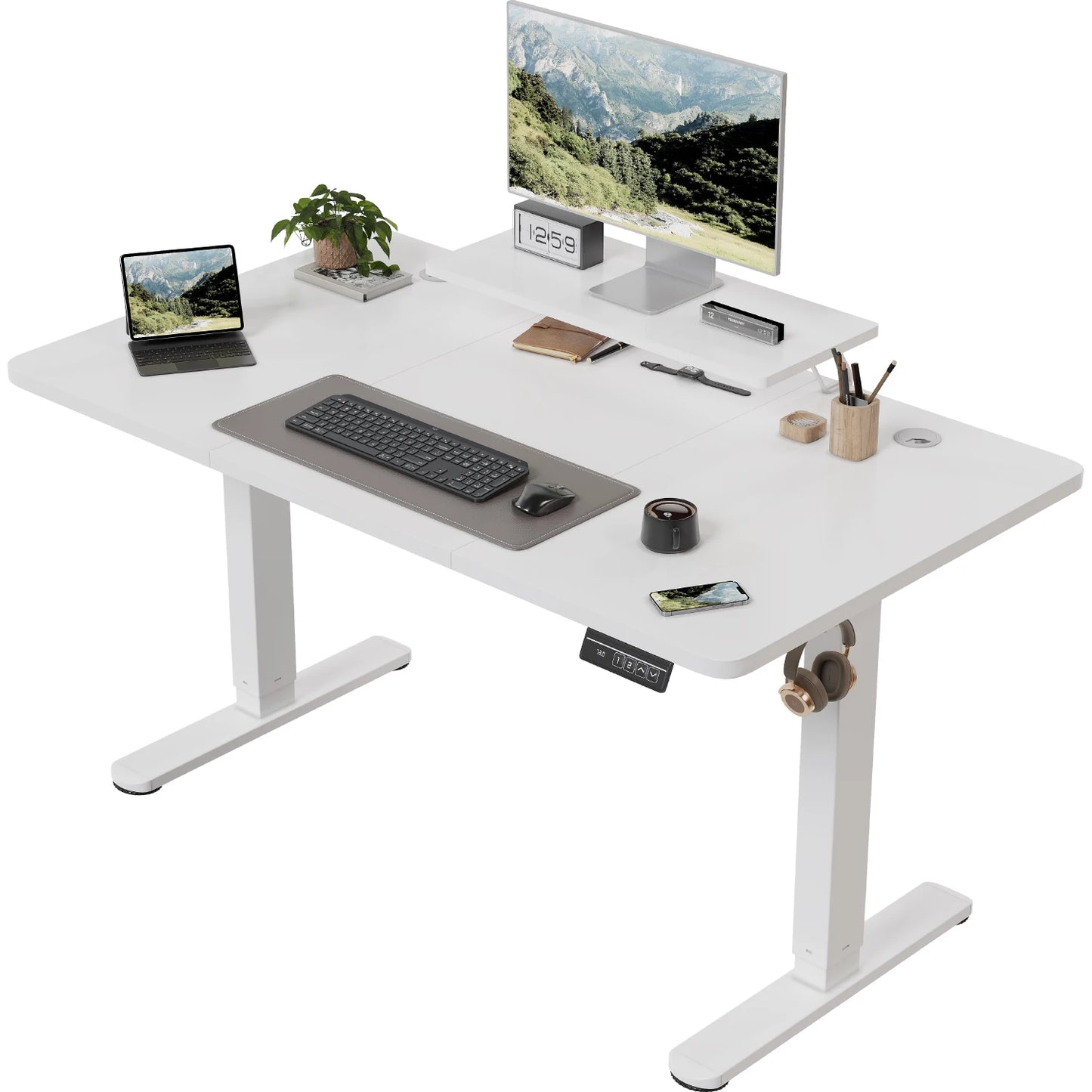 Bureau assis debout 120x60 avec support d'écran