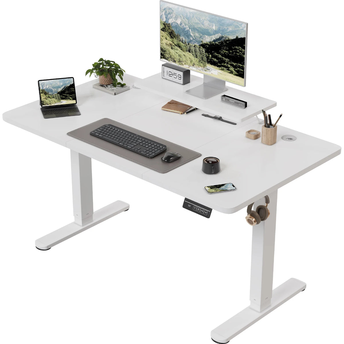 Bureau assis debout 120x60 avec support d'écran