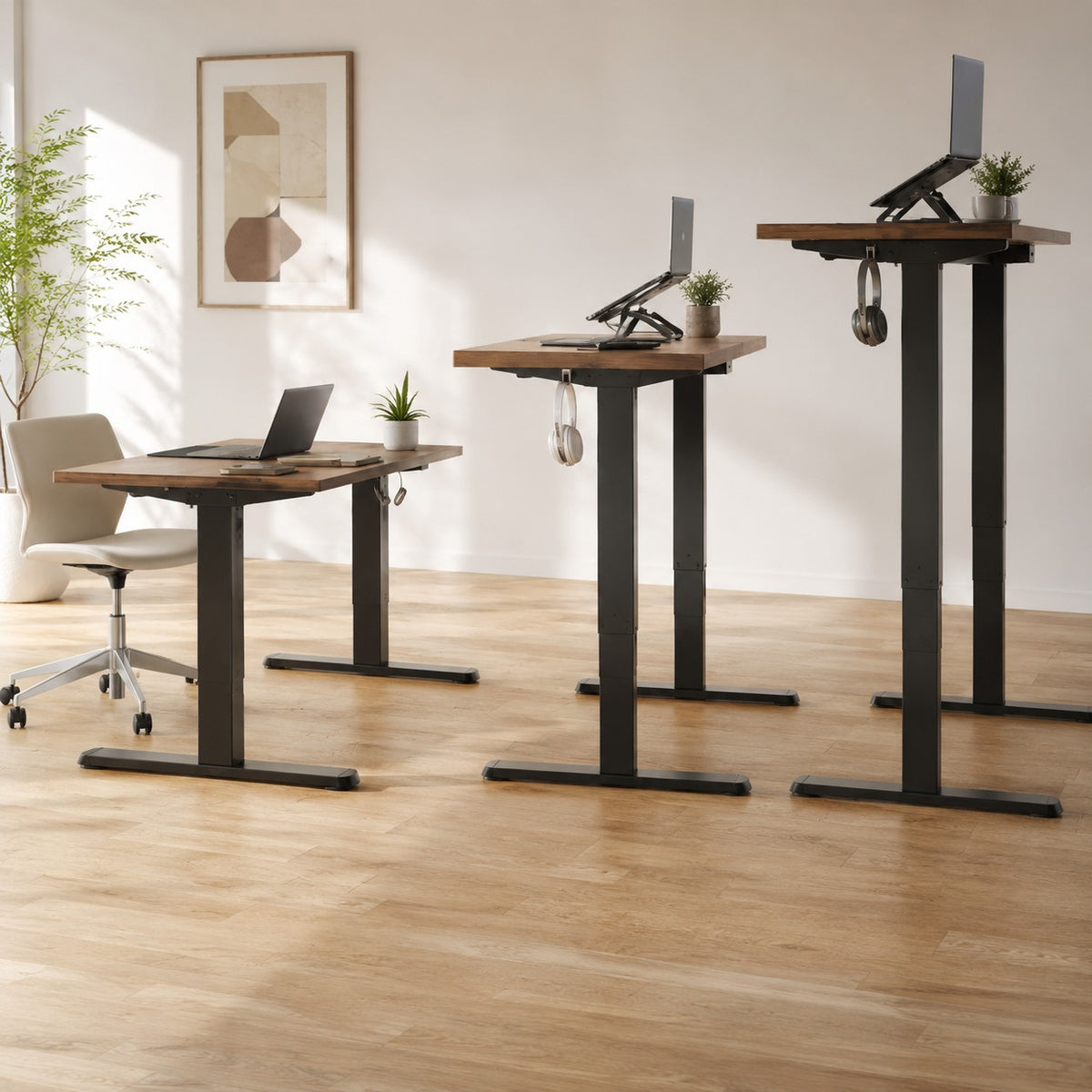 Bureau assis debout 120x60 avec support d'écran