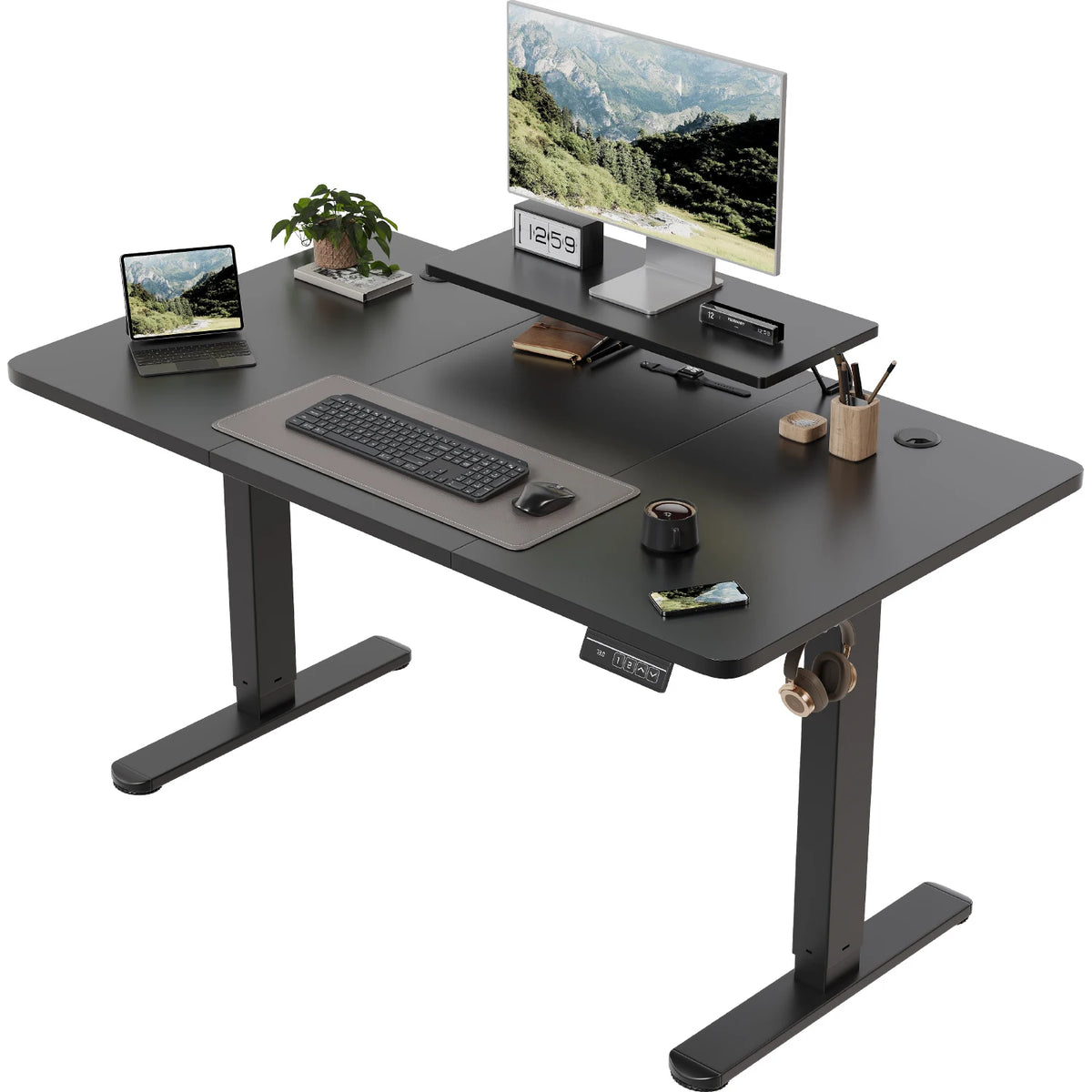 Bureau assis debout 120x60 avec support d'écran