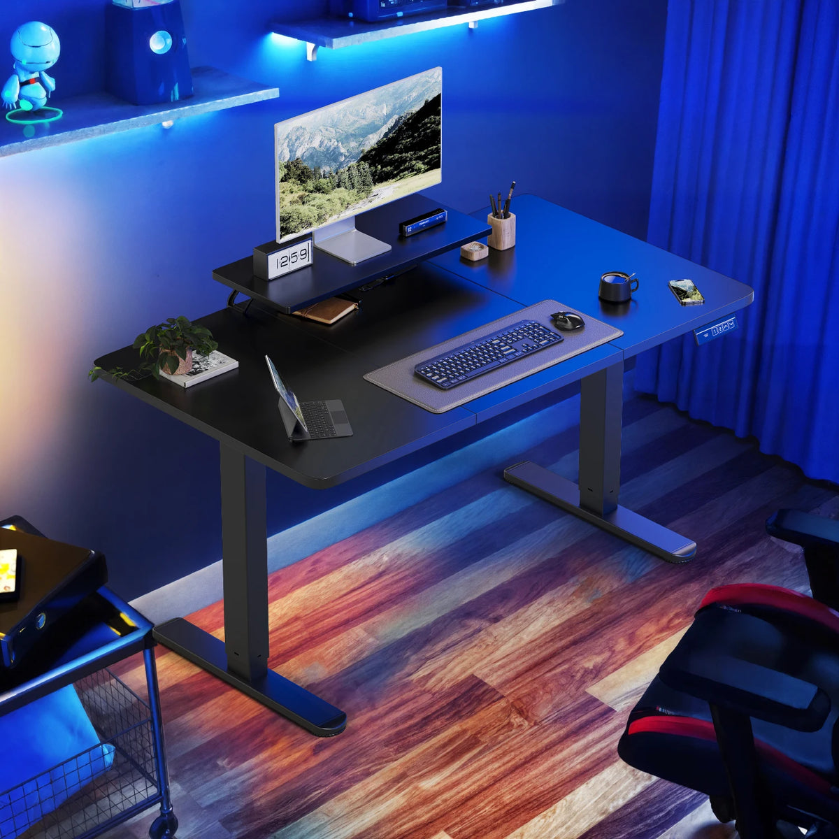Bureau assis debout 120x60 avec support d'écran