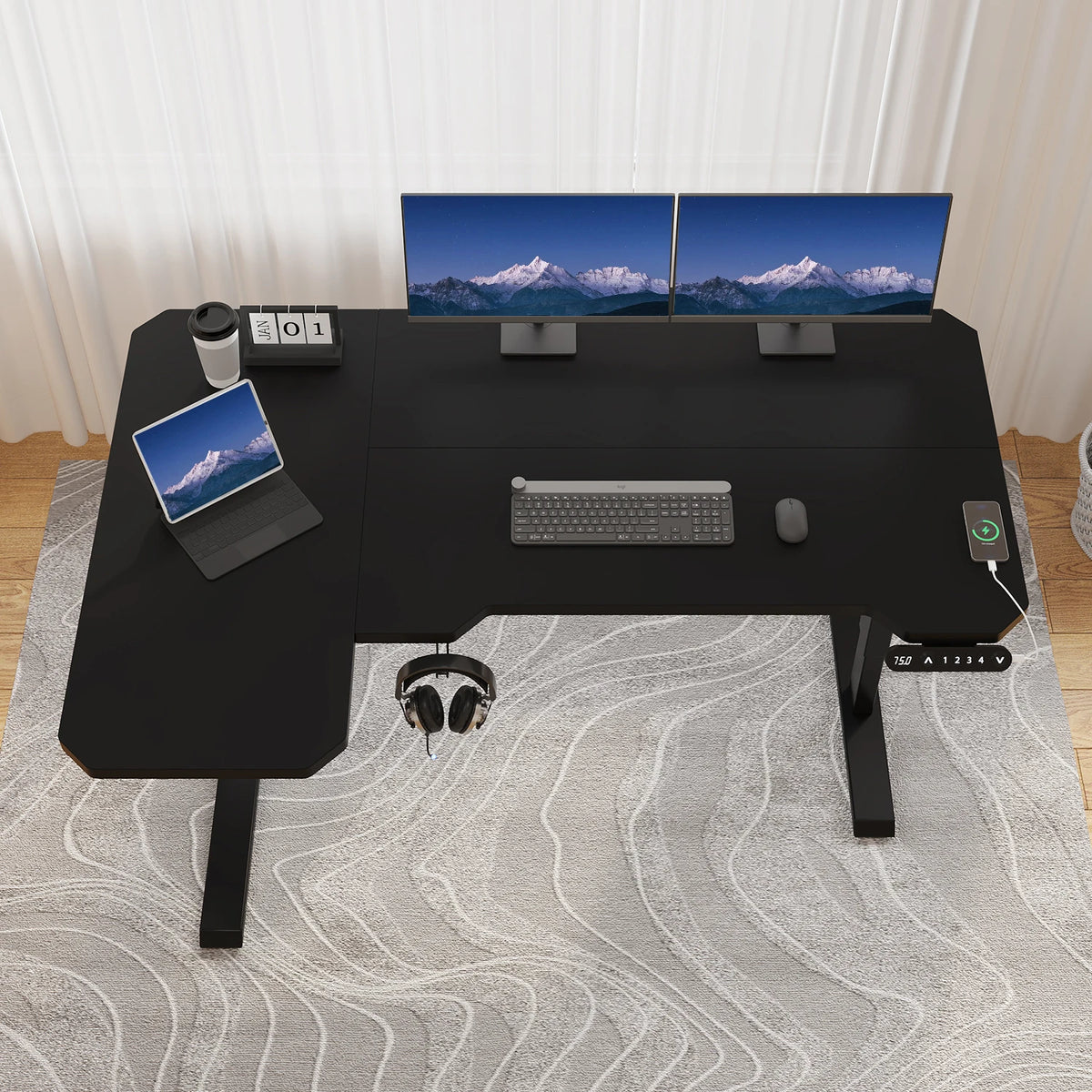 Bureau d'angle assis-debout