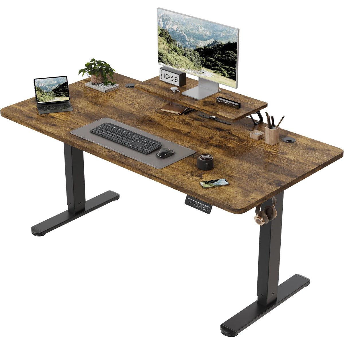 Bureau assis debout 180x80 avec support d'écran