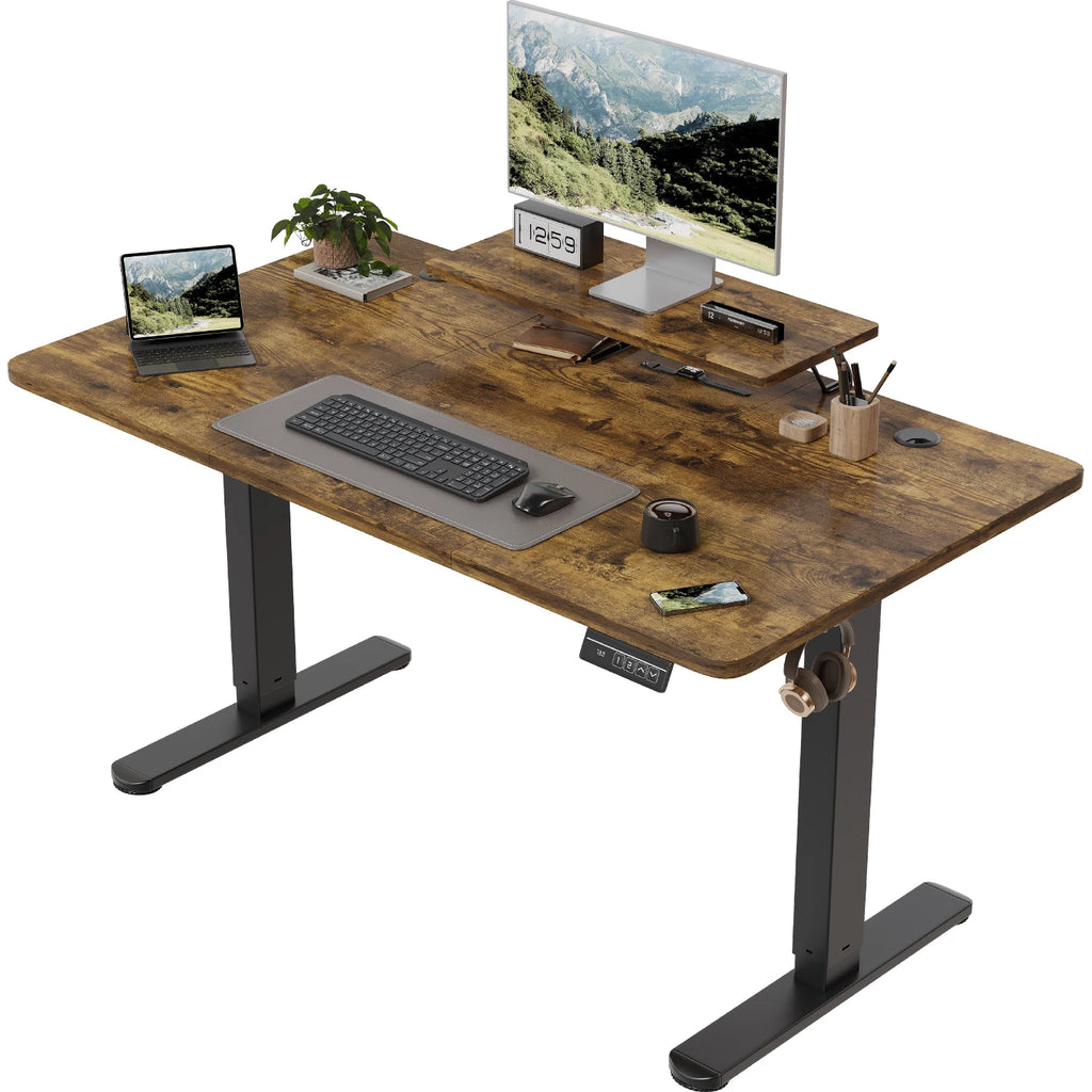 Bureau assis debout 120x60 avec support d'écran