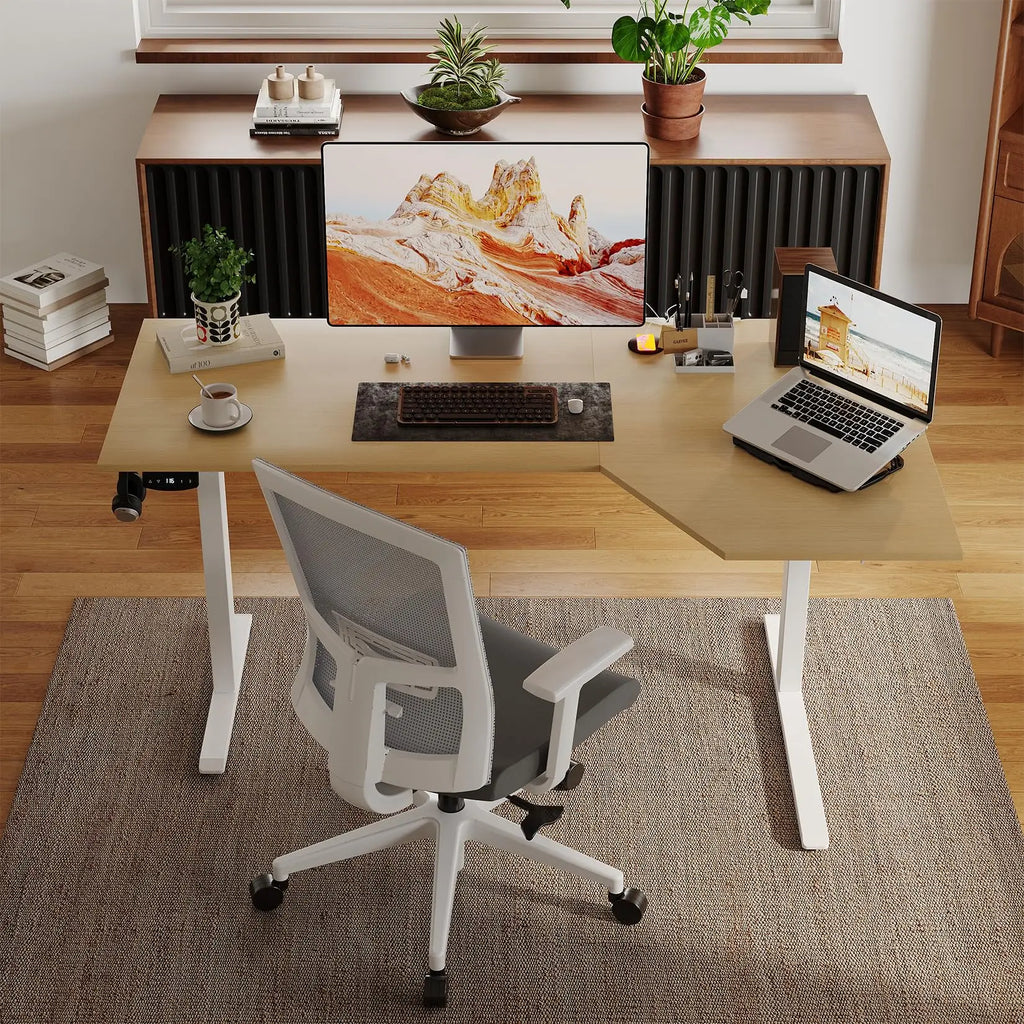 Bureau en L assis debout