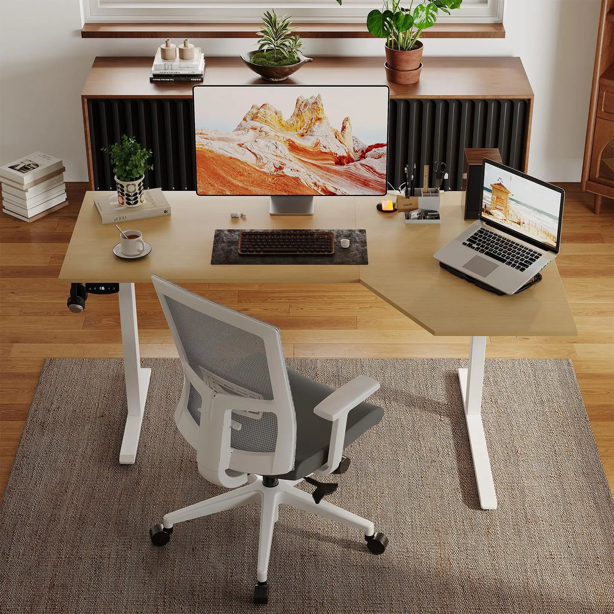 Bureau en L assis debout