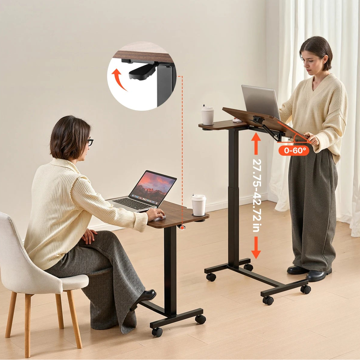 Bureau assis debout pliable