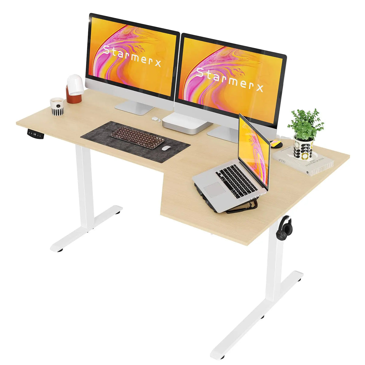 Bureau en L assis debout