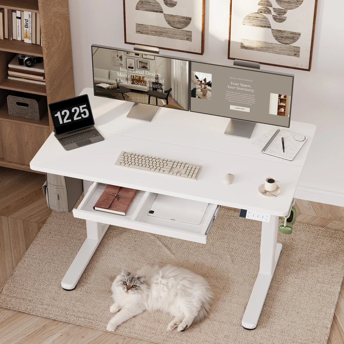 Bureau assis debout avec rangement