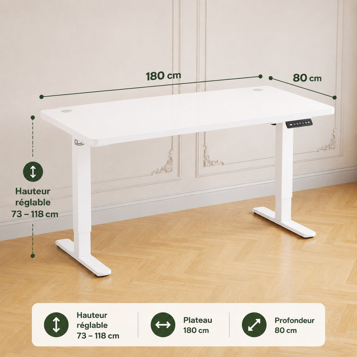 Bureau assis debout 180x80