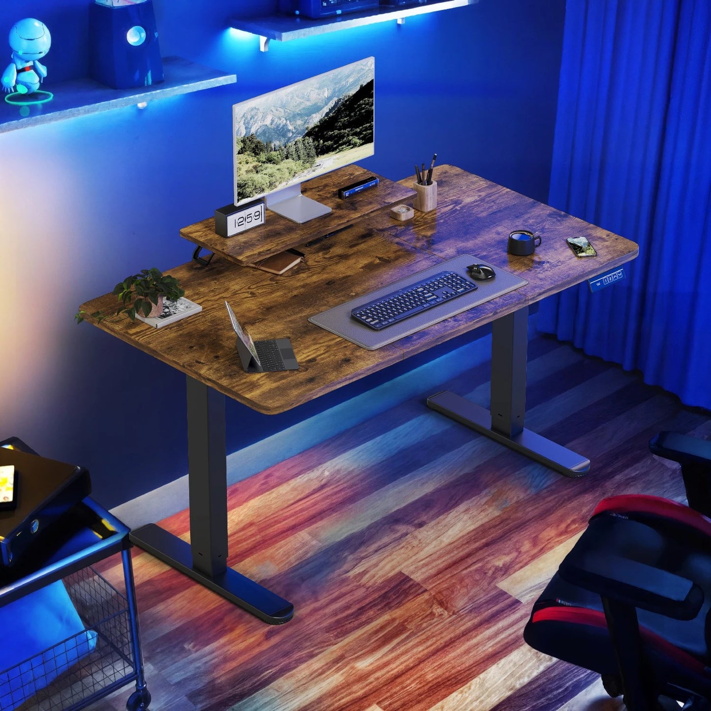 Bureau assis debout 120x60 avec support d'écran