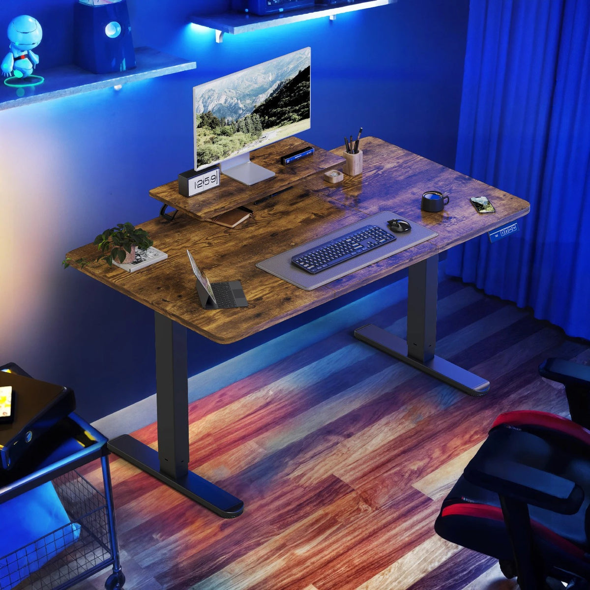 Bureau assis debout 120x60 avec support d'écran